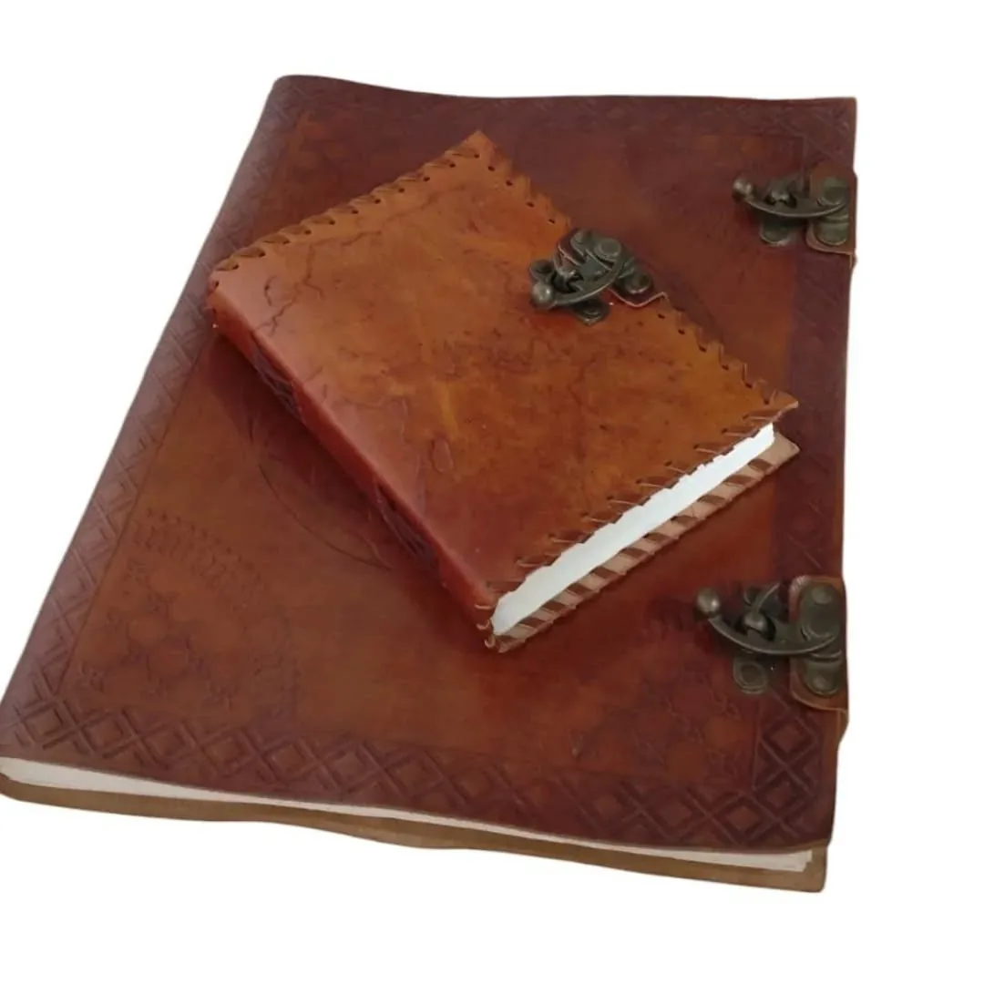 Handcrafted brown leather notebooks
