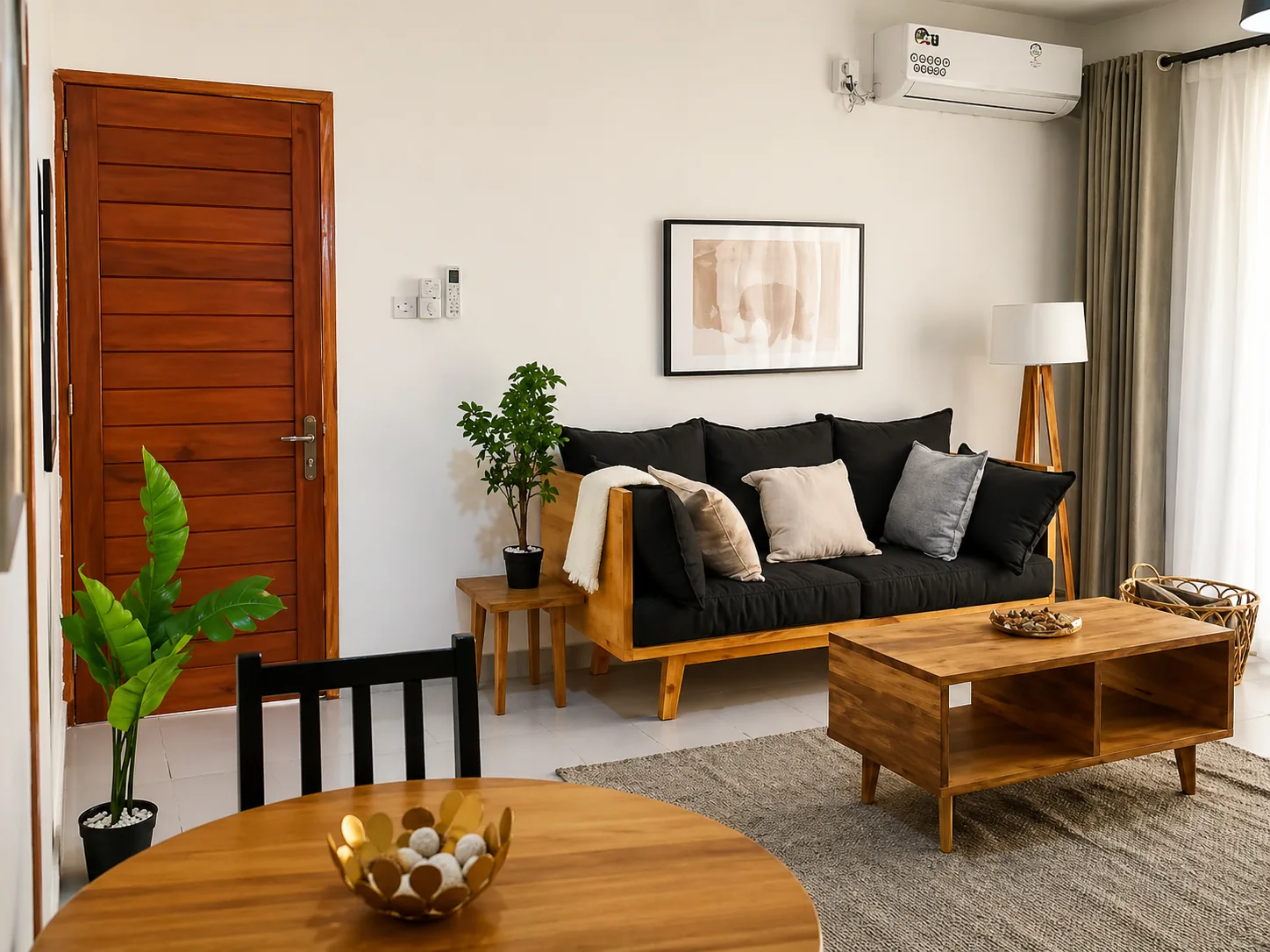 Modern living room furnished with Jua Range timber pieces